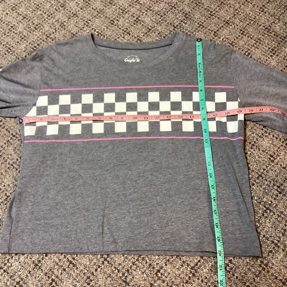Hollister Gray White Pink Checkered Graphic Crewneck Long Sleeve Tee * Small - Picture 6 of 9
